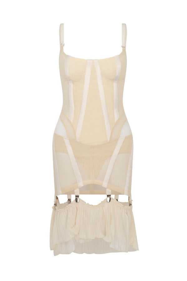 Mesh Dress with Velvet Tape Details