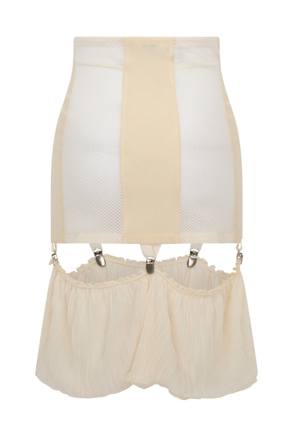 Mesh Girdle Skirt with Velvet Tape Details