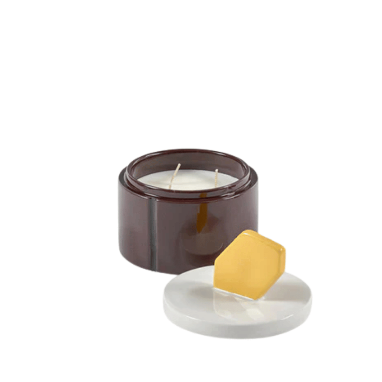 Medium Scented Candle Burgundy - Yellow Candela 03