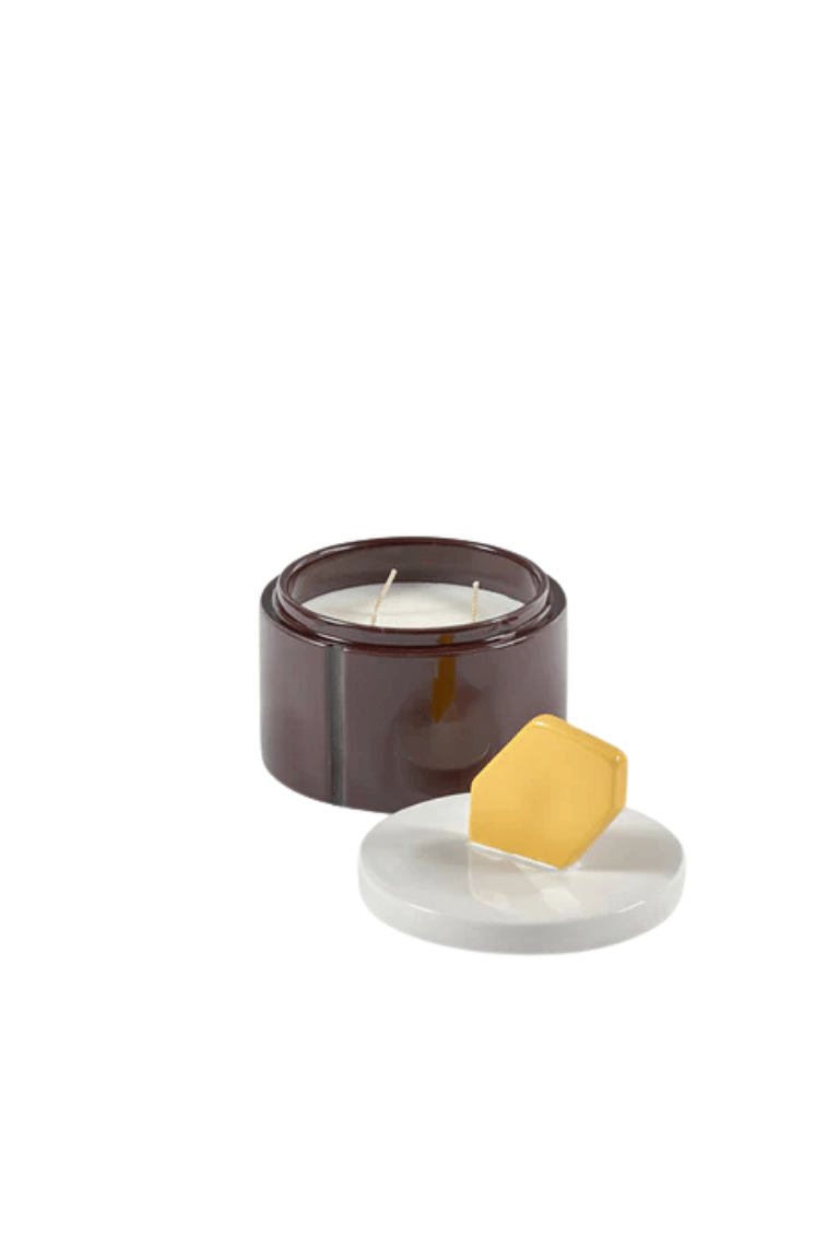 Medium Scented Candle Burgundy - Yellow Candela 03