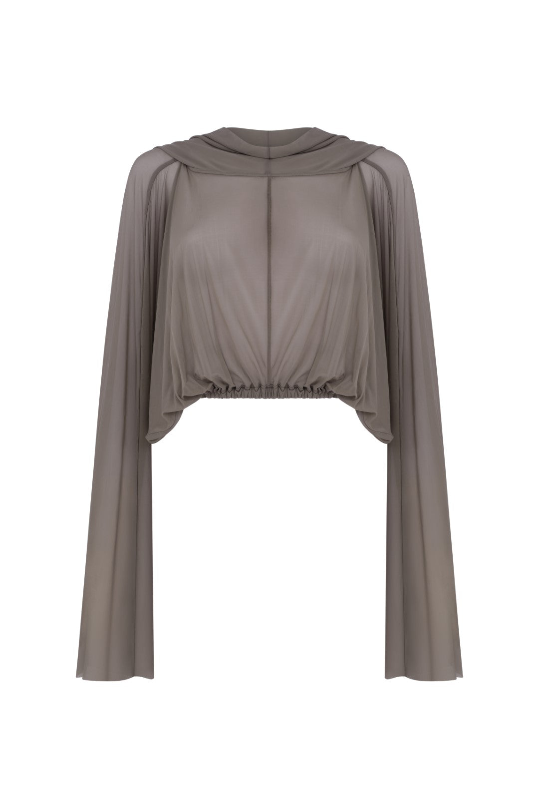 Cropped Hooded Tunic Knit T-Shirt
