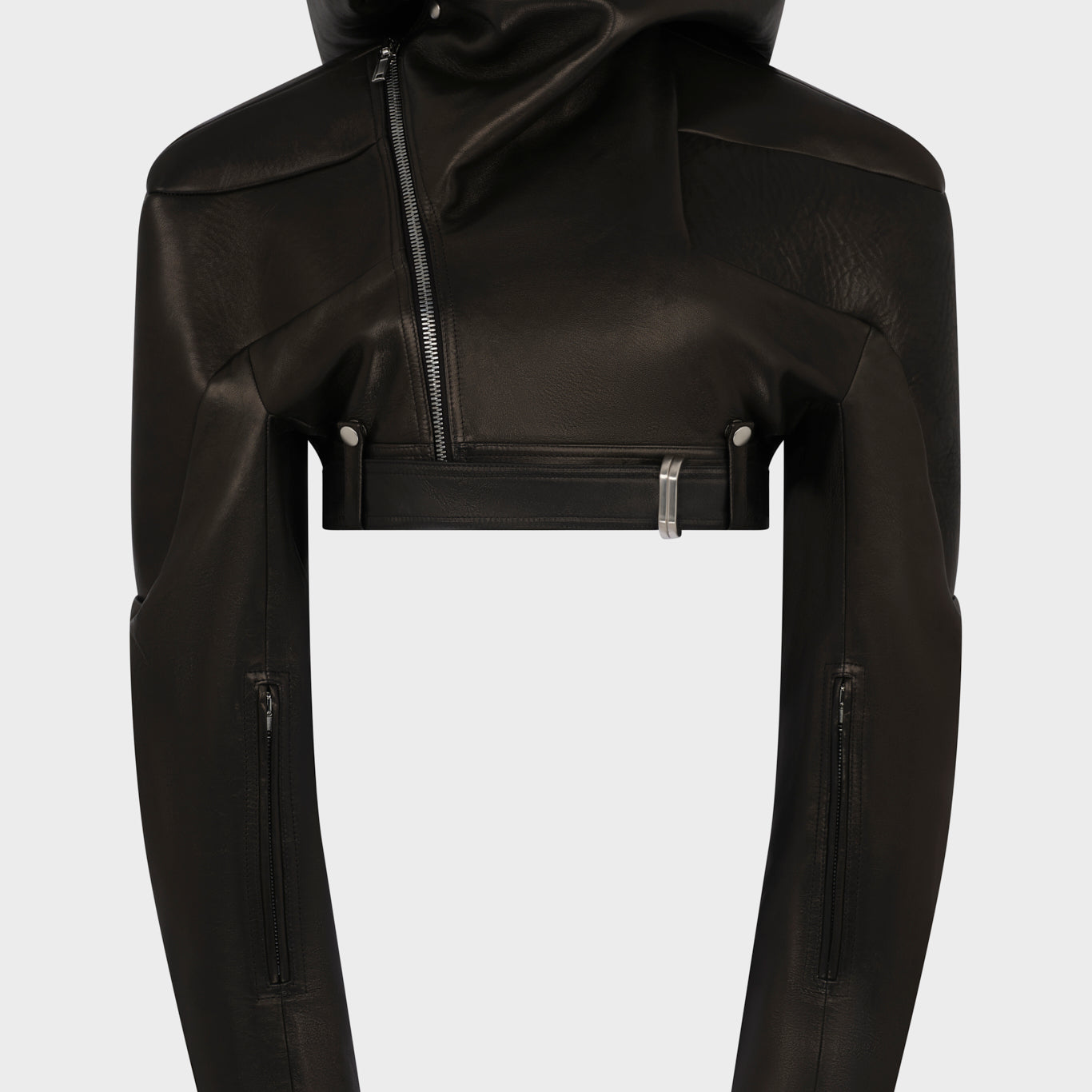 Hooded Micro Stooges Leather Jacket