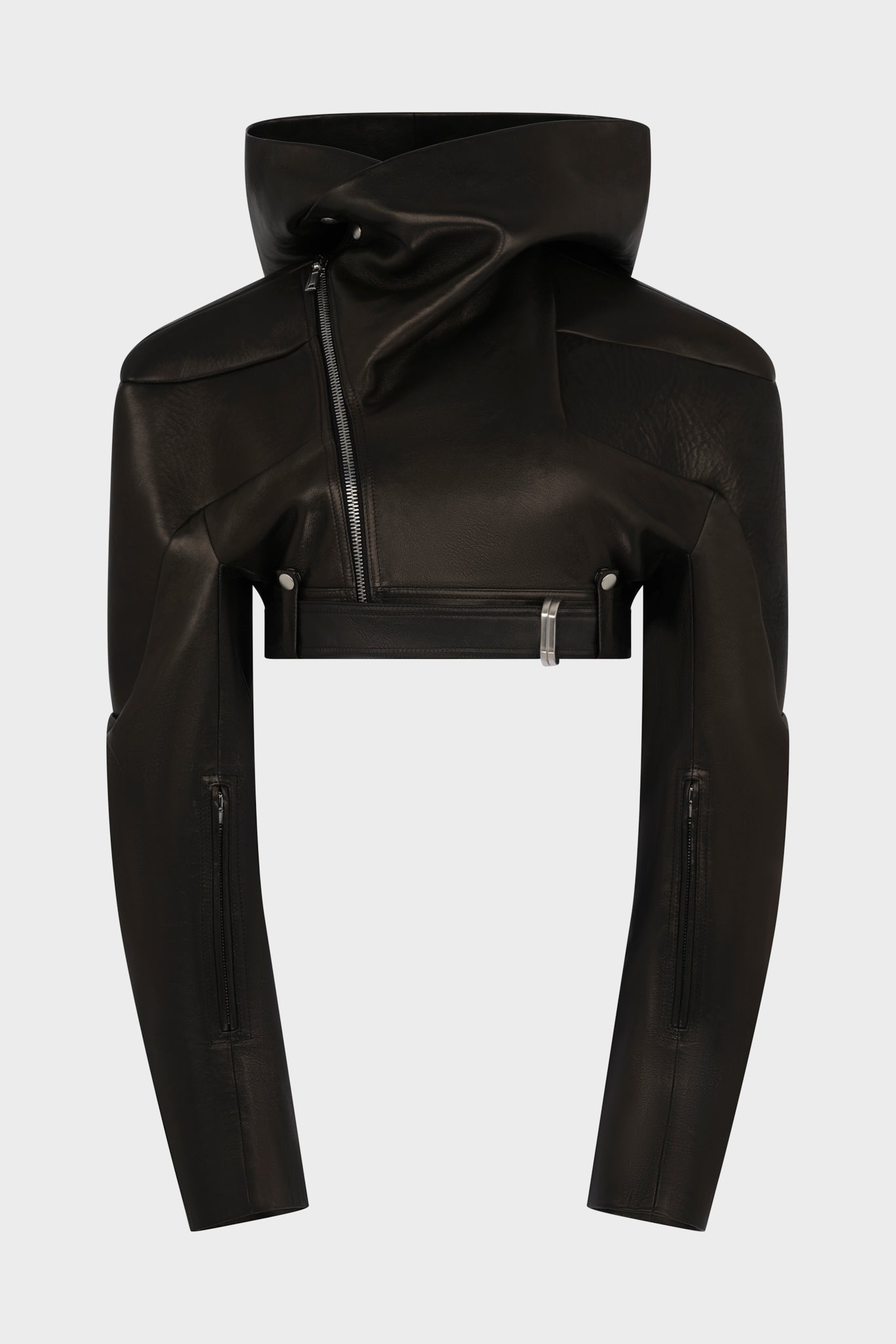 Hooded Micro Stooges Leather Jacket