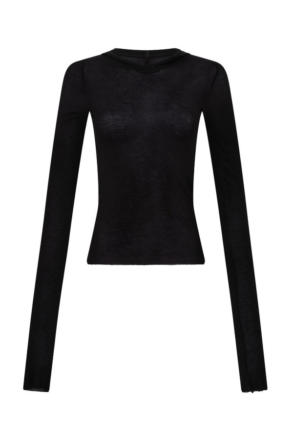 Cropped Hooded Rib Longsleeve Tee