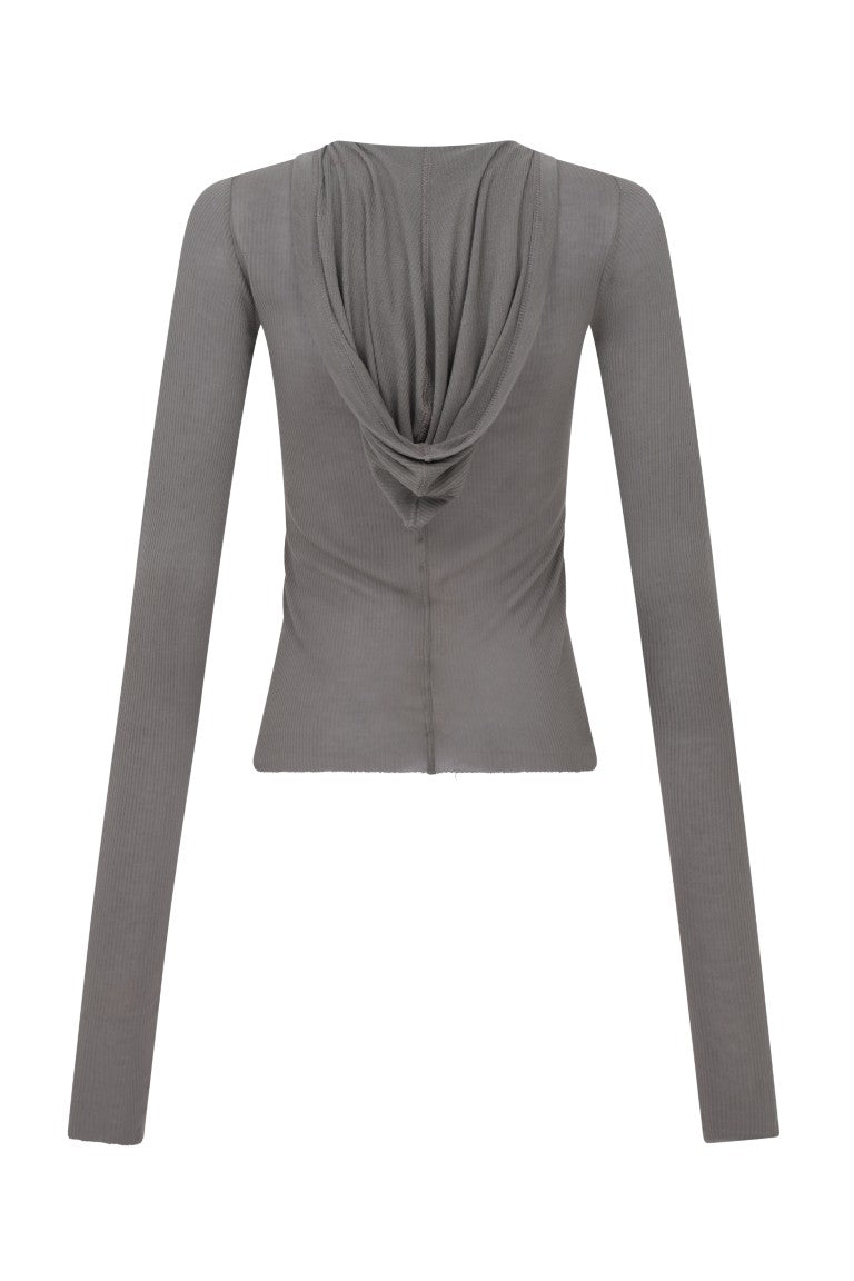 Cropped Hooded Rib Longsleeve Tee