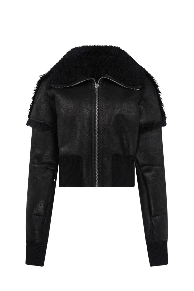 Cropped Hooded Flight Jacket