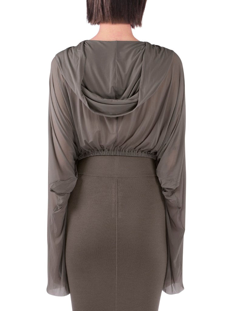 Cropped Hooded Tunic Knit T-Shirt